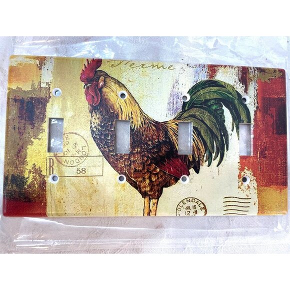 Corelle Other - Rooster Electrical Cover Wall Plate Farmcore New in Package 3 Switch